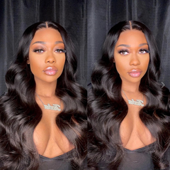 13X6 Lace Frontal Wig 200% Density All Textures Human Hair Wig 16-36 Inch #1B Natural Color