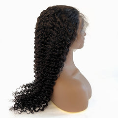 13X6 Lace Frontal Wig 180% Density Deep Curly Human Hair Wig 16-40 Inch #1B Natural Color