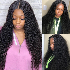 13X6 Lace Frontal Wig 200% Density All Textures Human Hair Wig 16-36 Inch #1B Natural Color