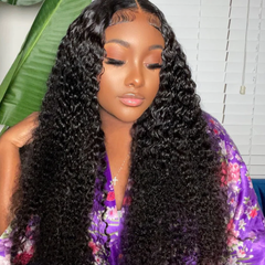 13X6 Lace Frontal Wig 200% Density All Textures Human Hair Wig 16-36 Inch #1B Natural Color
