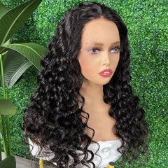 13X6 Lace Frontal Wig 180% Density Loose Wave Human Hair Wig 16-40 Inch #1B Natural Color