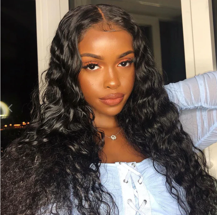 13X6 Lace Frontal Wig 180% Density Loose Wave Human Hair Wig 16-40 Inch #1B Natural Color