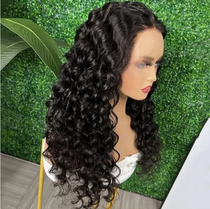 13X6 Lace Frontal Wig 180% Density Loose Wave Human Hair Wig 16-40 Inch #1B Natural Color