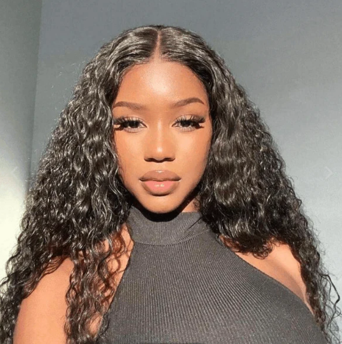 13X6 Lace Frontal Wig 180% Density Natural Wave Human Hair Wig 16-40 Inch #1B Natural Color