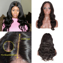 13X6 Lace Frontal Wig 180% Density Body Wave Human Hair Wig 16-40 Inch #1B Natural Color