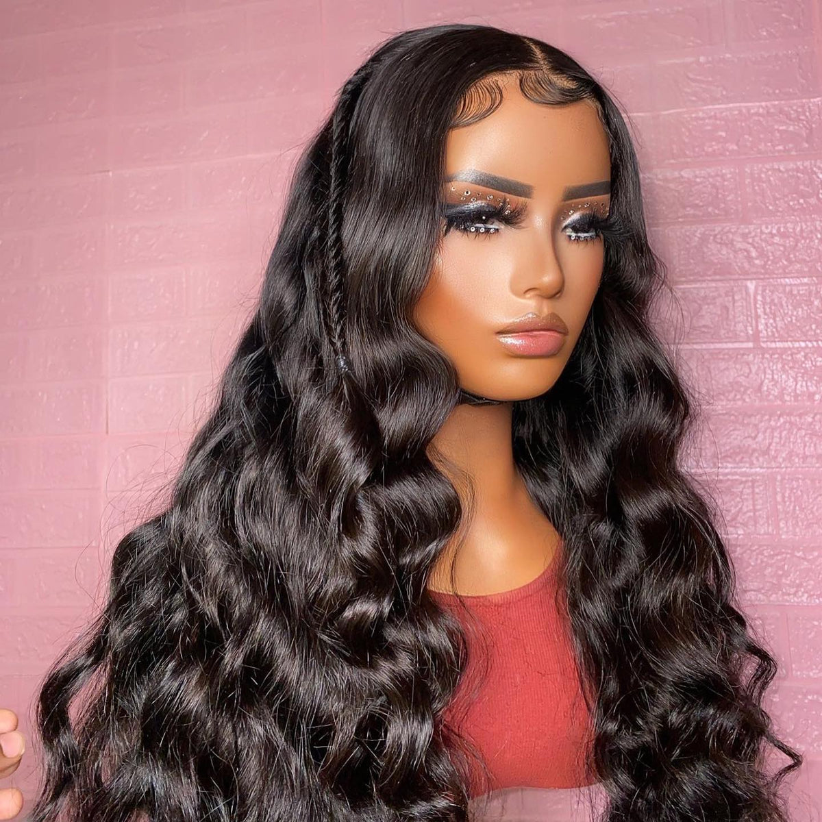 5X5 Lace Closure Wig 180% Density Body Wave Human Hair Wig 16-30 Inch #1B Natural Color