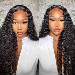 5X5 Lace Closure Wig 180% Density Kinky Curly Human Hair Wig 16-30 Inch #1B Natural Color