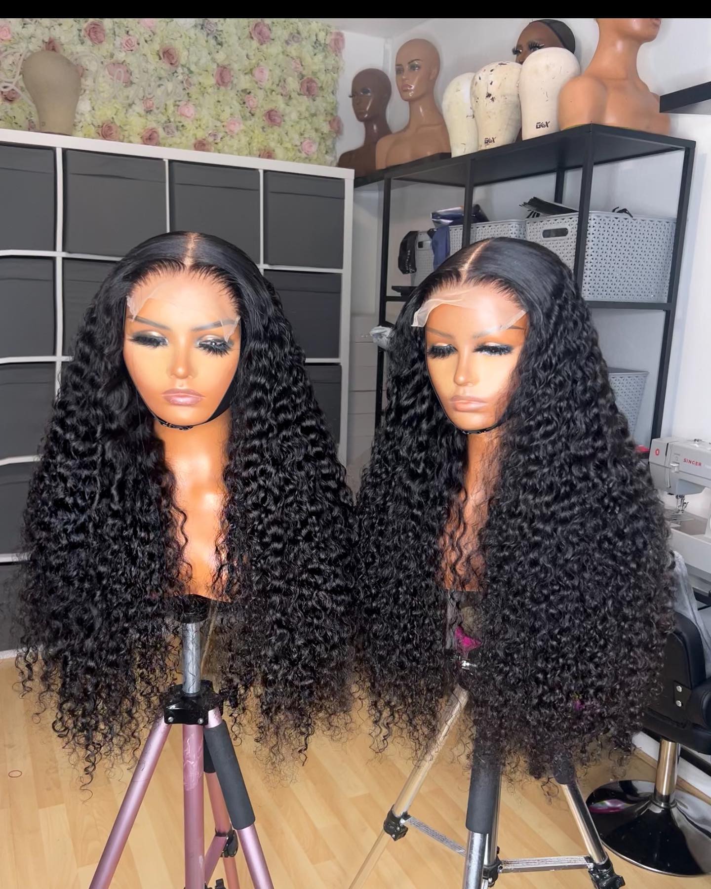 5X5 Lace Closure Wig 180% Density Kinky Curly Human Hair Wig 16-30 Inch #1B Natural Color
