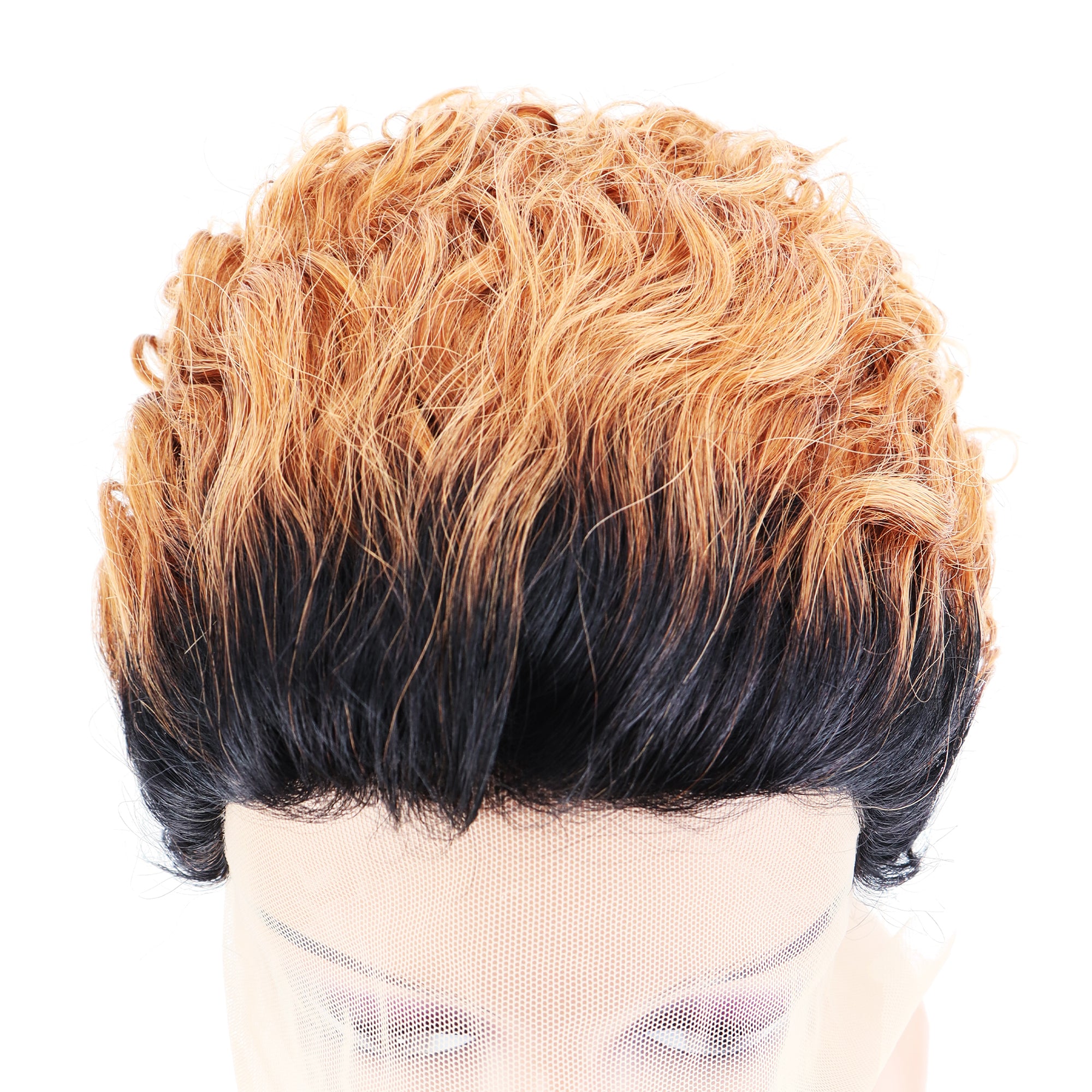 Summer 13X1 Lace Wig 150% Density Curly Human Hair Wig 6 Inch #1B/350 Color U2008