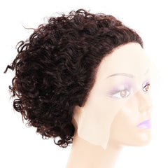 Summer 13X1 Lace Wig 150% Density Curly Human Hair Wig 6 Inch #1B Natural Color U2008