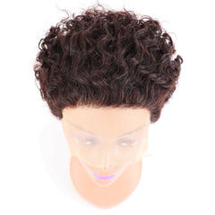 Summer 13X1 Lace Wig 150% Density Curly Human Hair Wig 6 Inch #1B Natural Color U2008