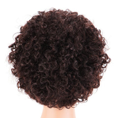 Summer 13X1 Lace Wig 150% Density Curly Human Hair Wig 6 Inch #1B Natural Color U2008