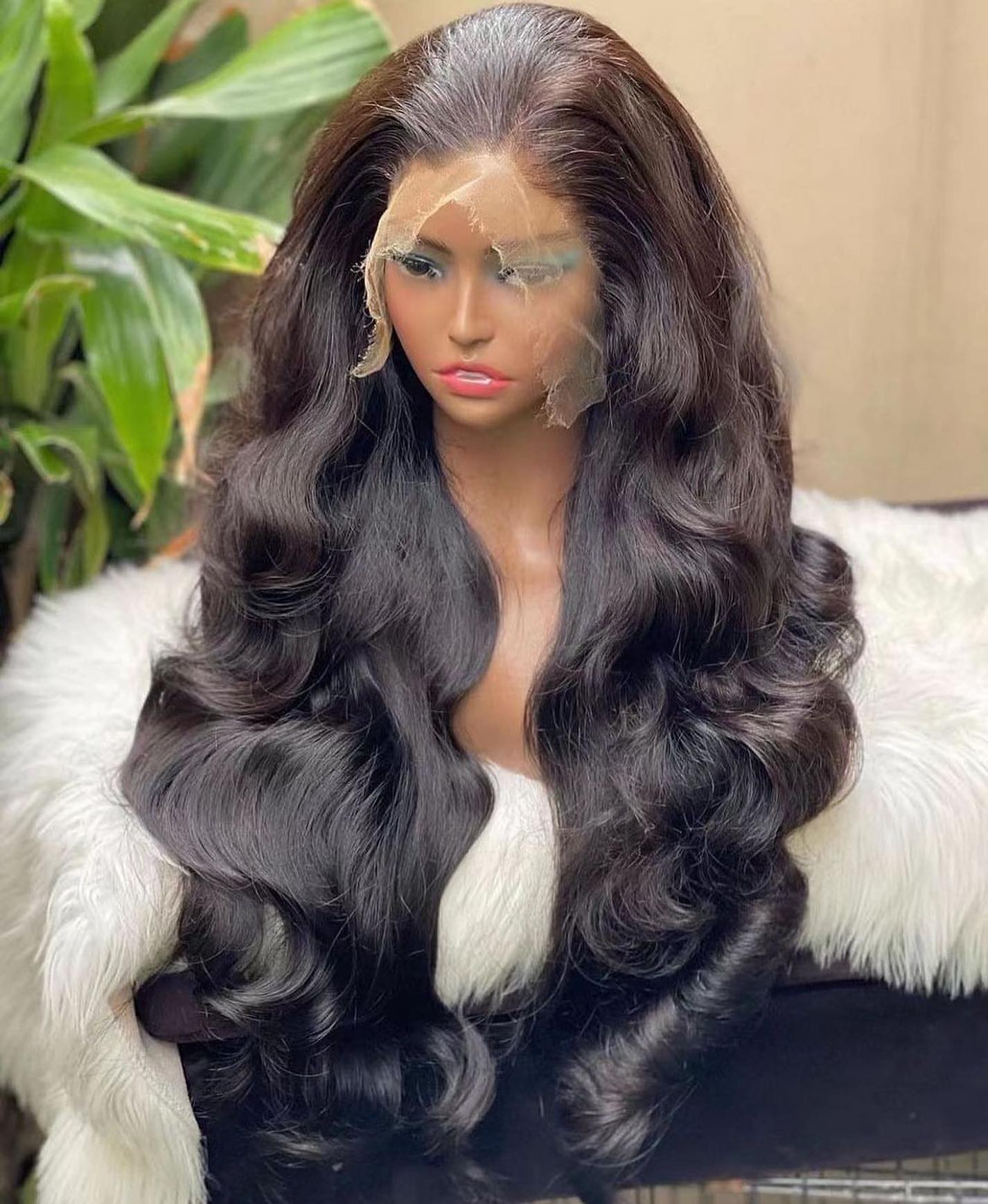 13X4 Lace Frontal Wig 200% Density Body Wave Human Hair Wig 16-40 Inch #1B Natural Color
