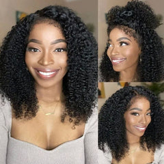 13X4 Lace Frontal Wig 200% Density Deep Curly Human Hair Wig 16-40 Inch #1B Natural Color