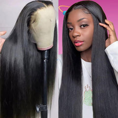 13X6 Lace Frontal Wig 150% Density All Textures Human Hair Wig 16-36 Inch #1B Natural Color