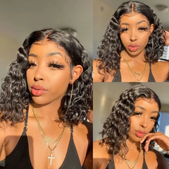 4X4 BOB Wig 180% Density All Textures Human Hair Wig 8-14 Inch #1B Natural Color