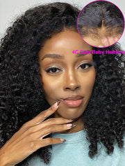 Summer Pixie Wig 150% Density 4C Deep Curly Human Hair Wig 16-24 Inch #1B Natural Color
