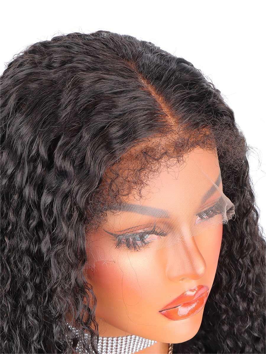 Summer Pixie Wig 150% Density 4C Deep Curly Human Hair Wig 16-24 Inch #1B Natural Color
