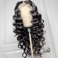 Full Lace Wig 130% Density All Textures Human Hair Wig 10-30 Inch #1B Natural Color