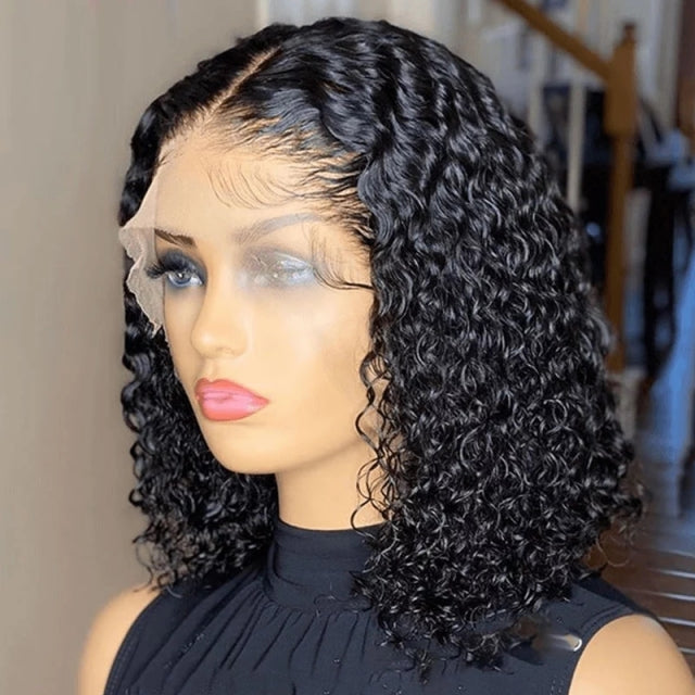 4X4 BOB Wig 180% Density All Textures Human Hair Wig 8-14 Inch #1B Natural Color