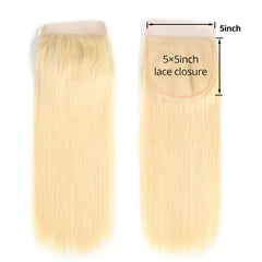 5X5 Lace Closure Straight Swiss Lace #613 Blonde 8-22inch 100% Virgin Human Hair
