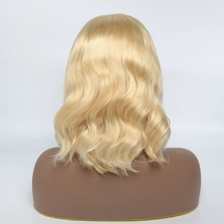 13X4 BOB Wig 150% Density Body Wave Human Hair Wig 8-14 Inch #613 Blonde