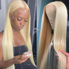 Full Lace Wig 150% Density All Textures Human Hair Wig 16-24 Inch #613 Blonde
