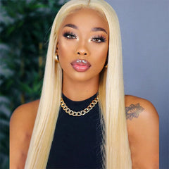 Full Lace Wig 150% Density All Textures Human Hair Wig 16-24 Inch #613 Blonde