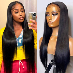 5X5 Lace Closure Wig 150% Density All Textures Human Hair Wig 16-30 Inch #1B Natural Color