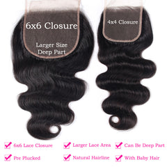 6X6 7X7 HD Lace Closure All Textures HD Lace #1B Natural Black 12-20inch 100% Virgin Human Hair