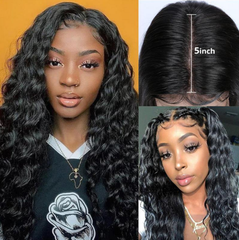 5X5 Lace Closure Wig 200% Density All Textures Human Hair Wig 16-30 Inch #1B Natural Color