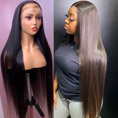 13X4 HD Lace Wig 180% Density All Textures Human Hair Wig 16-30 Inch #1B Natural Color