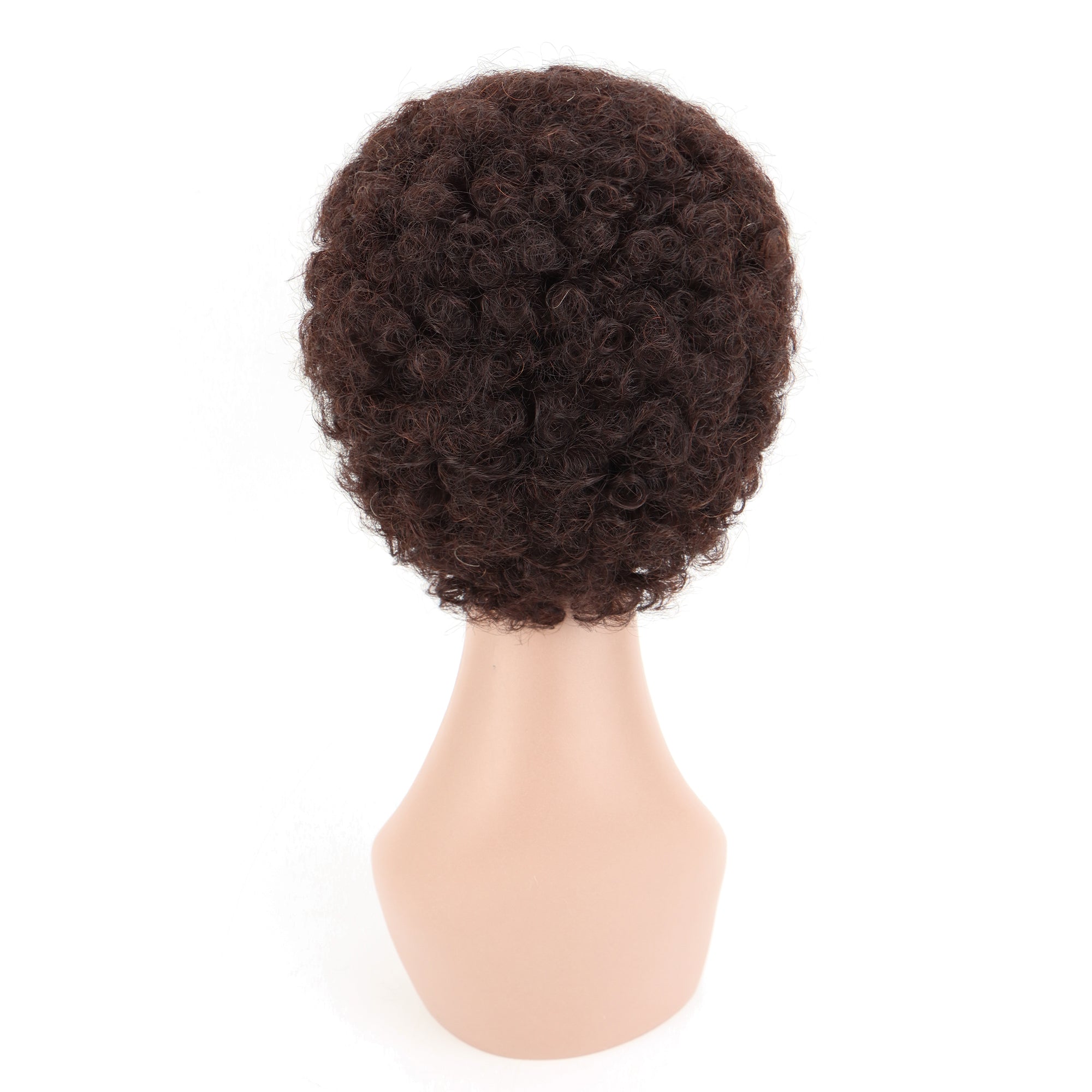Summer Pixie Wig 150% Density Curly Human Hair Wig 6 Inch #1B Natural Color U8040
