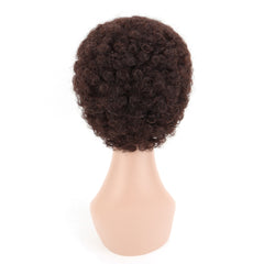 Summer Pixie Wig 150% Density Curly Human Hair Wig 6 Inch #1B Natural Color U8040