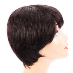 Summer Pixie Wig 150% Density Straight Human Hair Wig 6 Inch #1B Natural Color U8054
