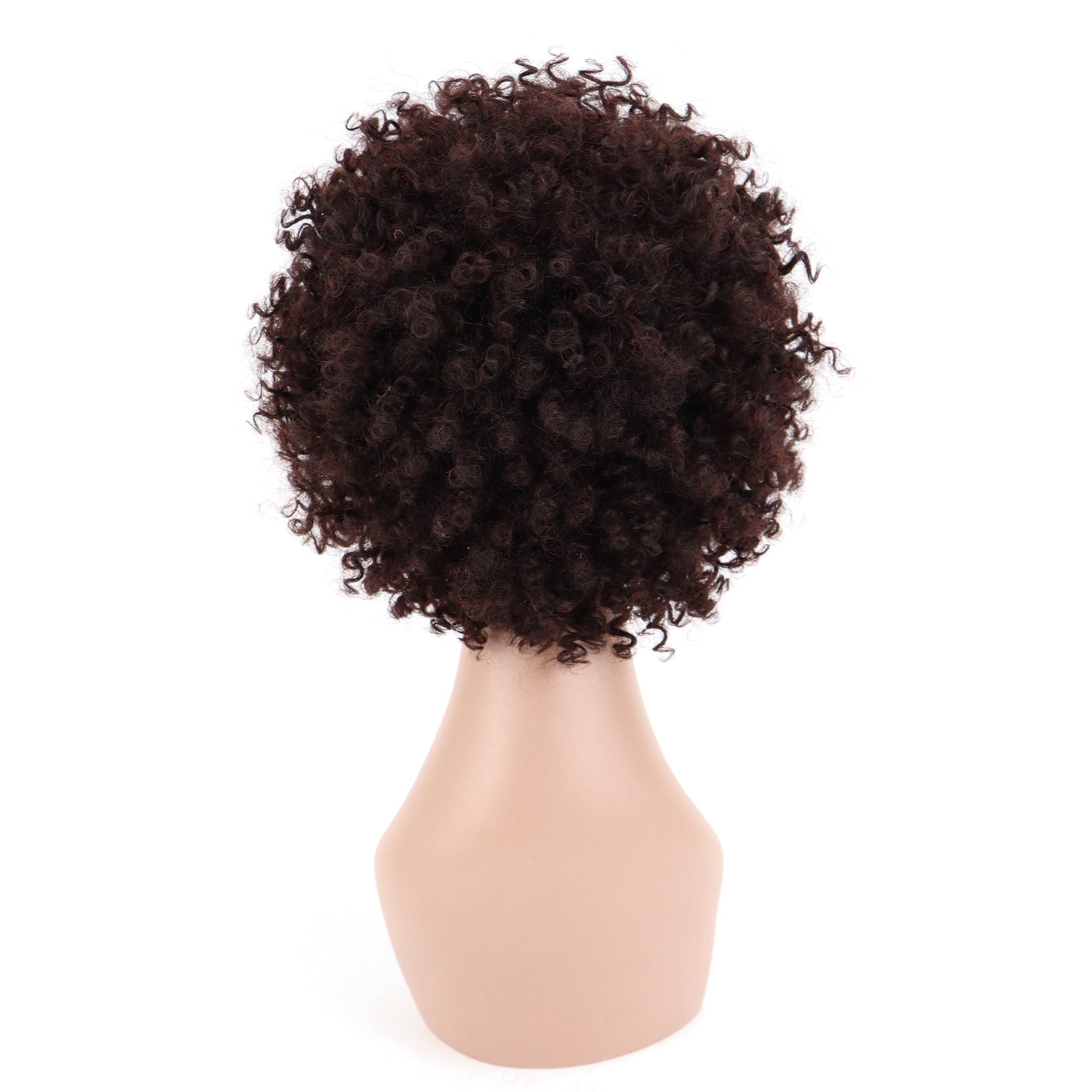 Summer Pixie Wig 150% Density Curly Human Hair Wig 6 Inch #1B Natural Color U8142