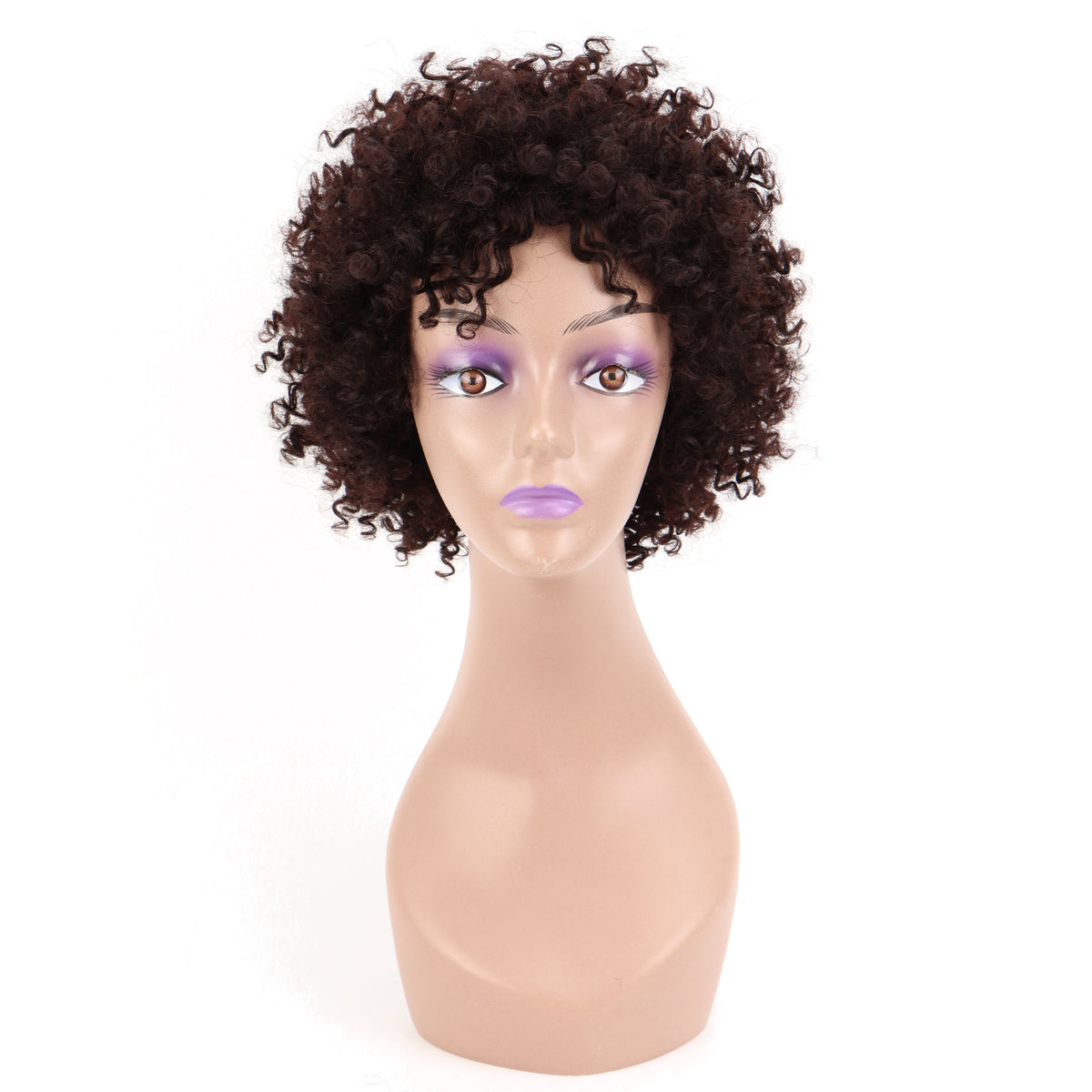Summer Pixie Wig 150% Density Curly Human Hair Wig 6 Inch #1B Natural Color U8142