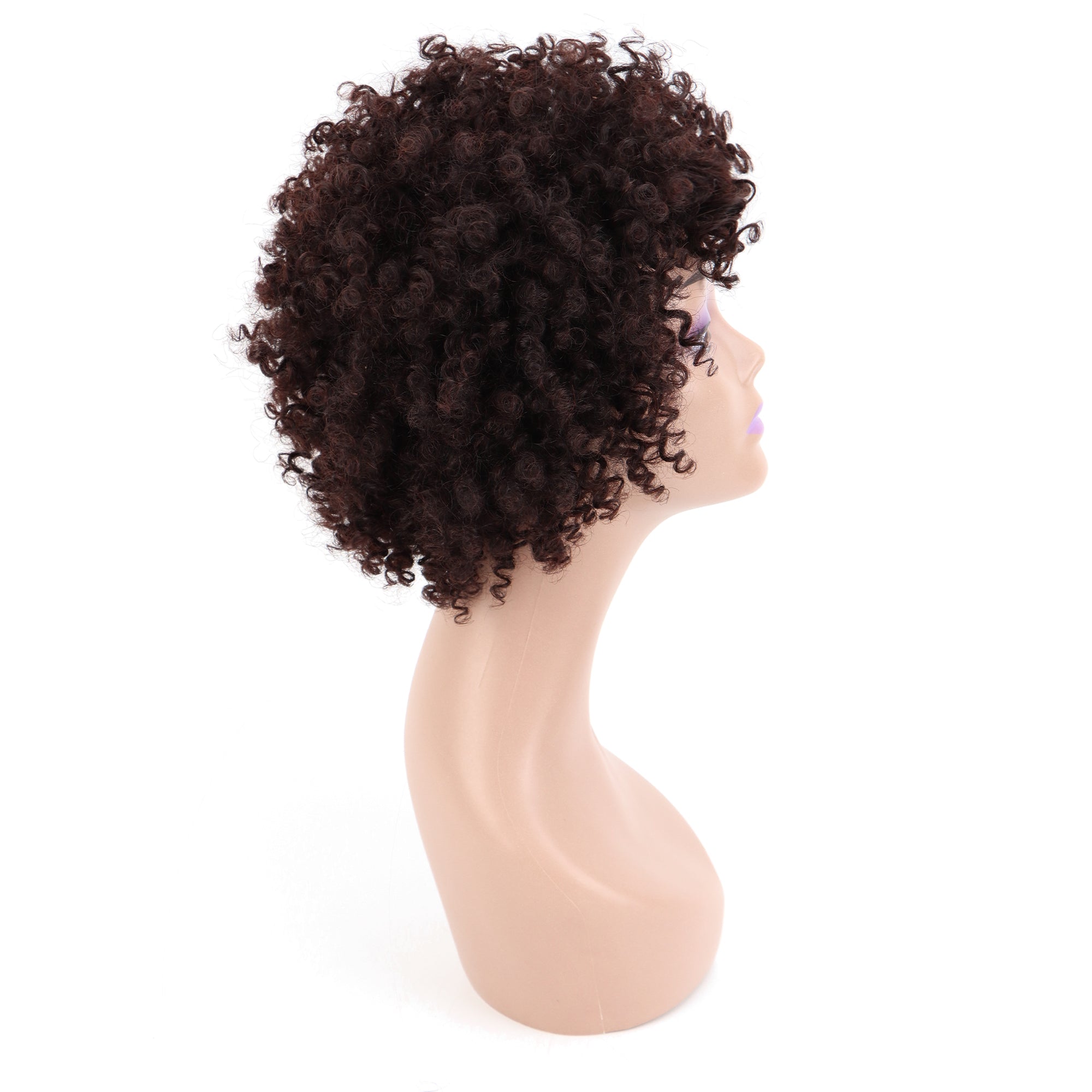 Summer Pixie Wig 150% Density Curly Human Hair Wig 6 Inch #1B Natural Color U8142