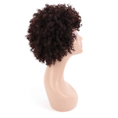 Summer Pixie Wig 150% Density Curly Human Hair Wig 6 Inch #1B Natural Color U8142