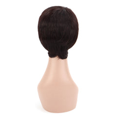 Summer Pixie Wig 150% Density Straight Human Hair Wig 6 Inch #1B Natural Color U8143
