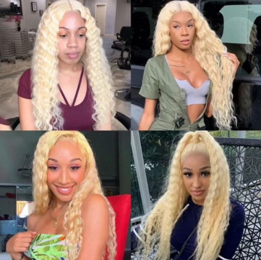 13X4 Lace Frontal Wig 150% Density All Textures Human Hair Wig 16-28 Inch #613 Blonde