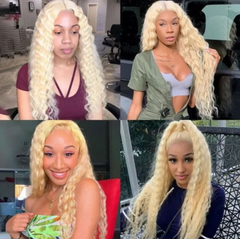13X4 Lace Frontal Wig 150% Density All Textures Human Hair Wig 16-28 Inch #613 Blonde