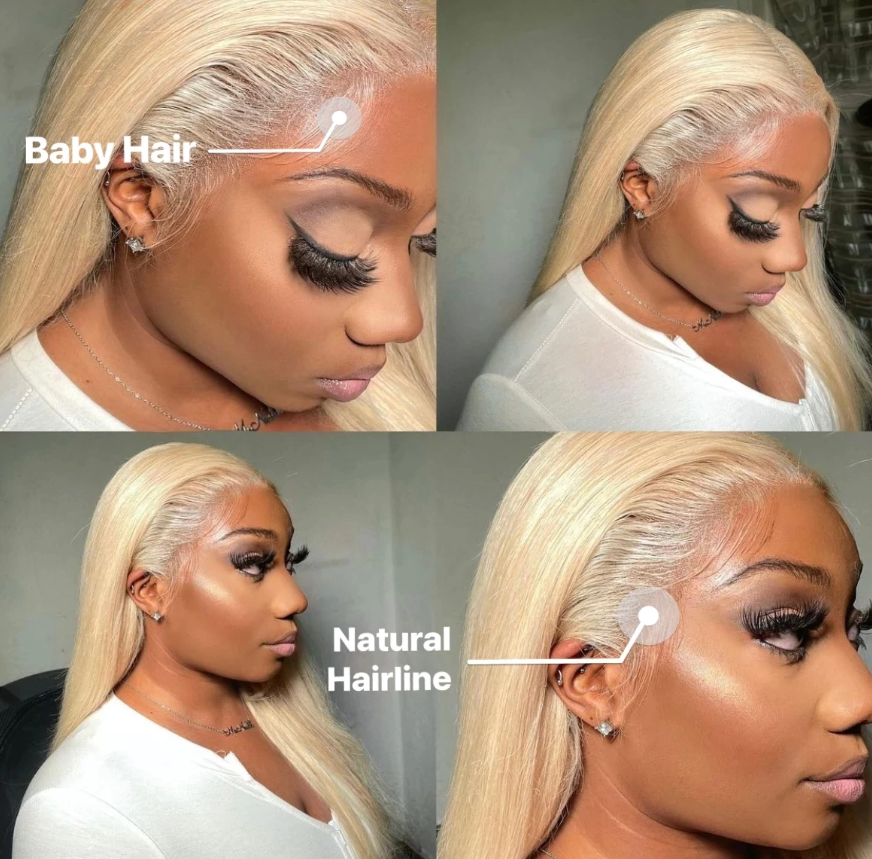 13X4 Lace Frontal Wig 200% Density Straight Human Hair Wig 16-30 Inch #613 Blonde