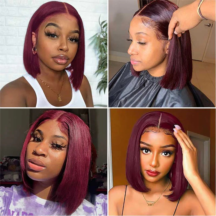 Colored Bob Wig 150% Density Straight Human Hair Wig 8-14 Inch Different Color