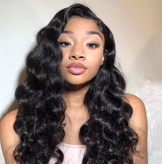 13X4 Lace Frontal Wig 180% Density Loose Wave  Human Hair Wig 16-40 Inch #1B Natural Color