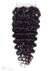 4X4 Lace Closure Deep Wave Swiss Lace #1B Natural Black 8-20inch 100% Virgin Human Hair