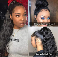Full Lace Wig 150% Density All Textures Human Hair Wig 10-30 Inch #1B Natural Color