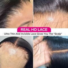 4X4 HD Lace Wig 180% Density All Textures Human Hair Wig 16-30 Inch #1B Natural Color