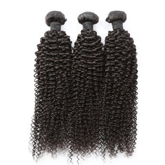 10A Kinky Curly Raw Virgin Hair Bundles #1B Natural Black 10-30inch All Cuticles Intact And Aligned