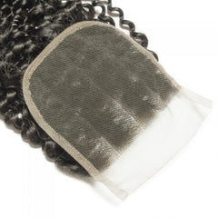 4X4 Lace Closure Kinky Curly Swiss Lace #1B Natural Black 8-20inch 100% Virgin Human Hair